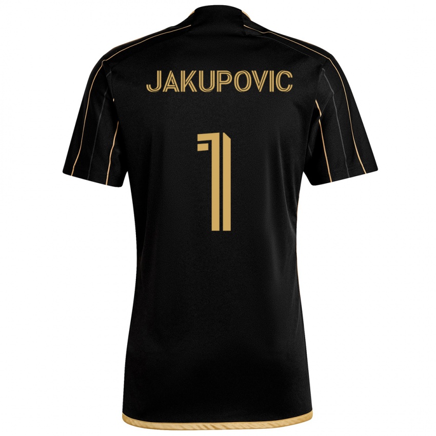 Børn Eldin Jakupović #1 Sort Guld Hjemmebane Spillertrøjer 2024/25 Trøje T-Shirt