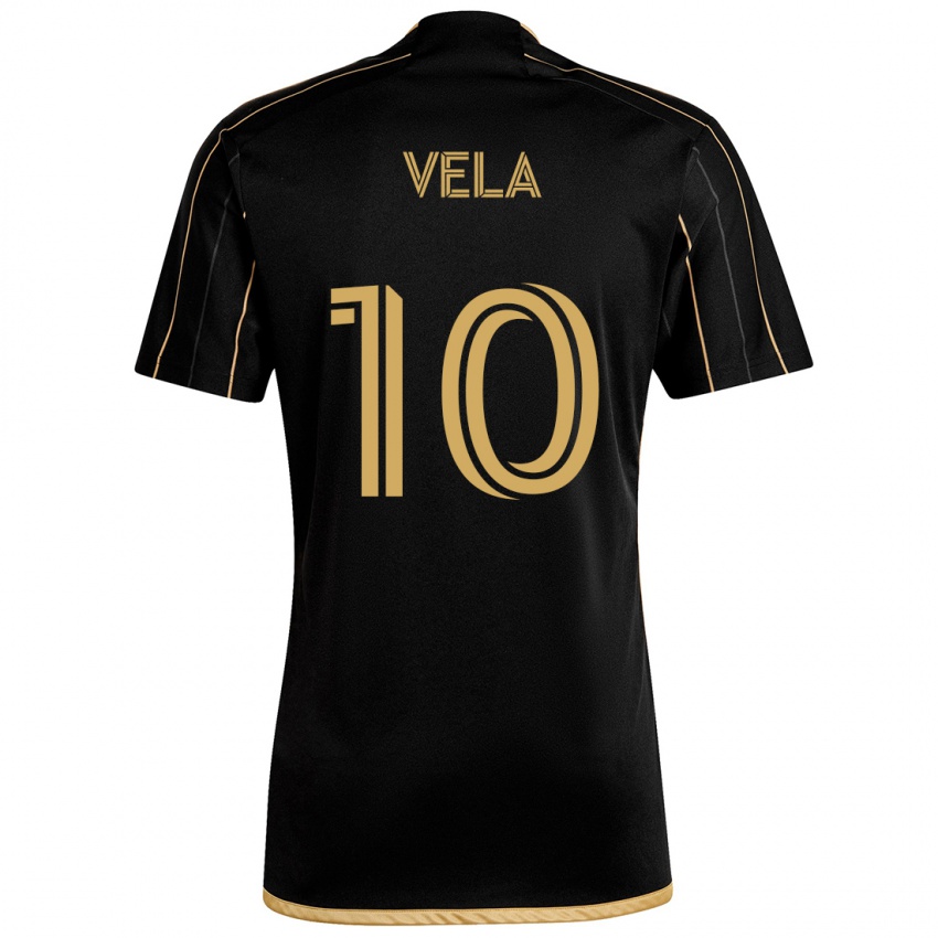 Børn Carlos Vela #10 Sort Guld Hjemmebane Spillertrøjer 2024/25 Trøje T-Shirt