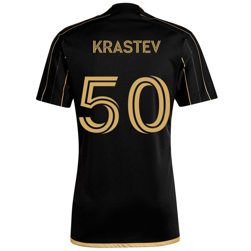 Børn Filip Krastev #50 Sort Guld Hjemmebane Spillertrøjer 2024/25 Trøje T-Shirt