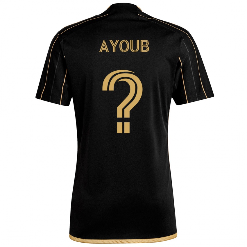 Børn Ryan Ayoub #0 Sort Guld Hjemmebane Spillertrøjer 2024/25 Trøje T-Shirt