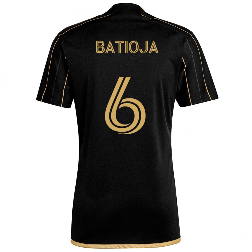 Børn Jeremy Batioja #6 Sort Guld Hjemmebane Spillertrøjer 2024/25 Trøje T-Shirt