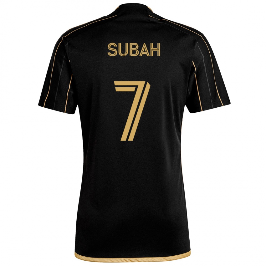 Børn Yekeson Subah #7 Sort Guld Hjemmebane Spillertrøjer 2024/25 Trøje T-Shirt