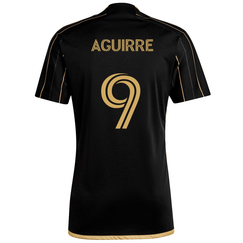 Børn Dustin Aguirre #9 Sort Guld Hjemmebane Spillertrøjer 2024/25 Trøje T-Shirt