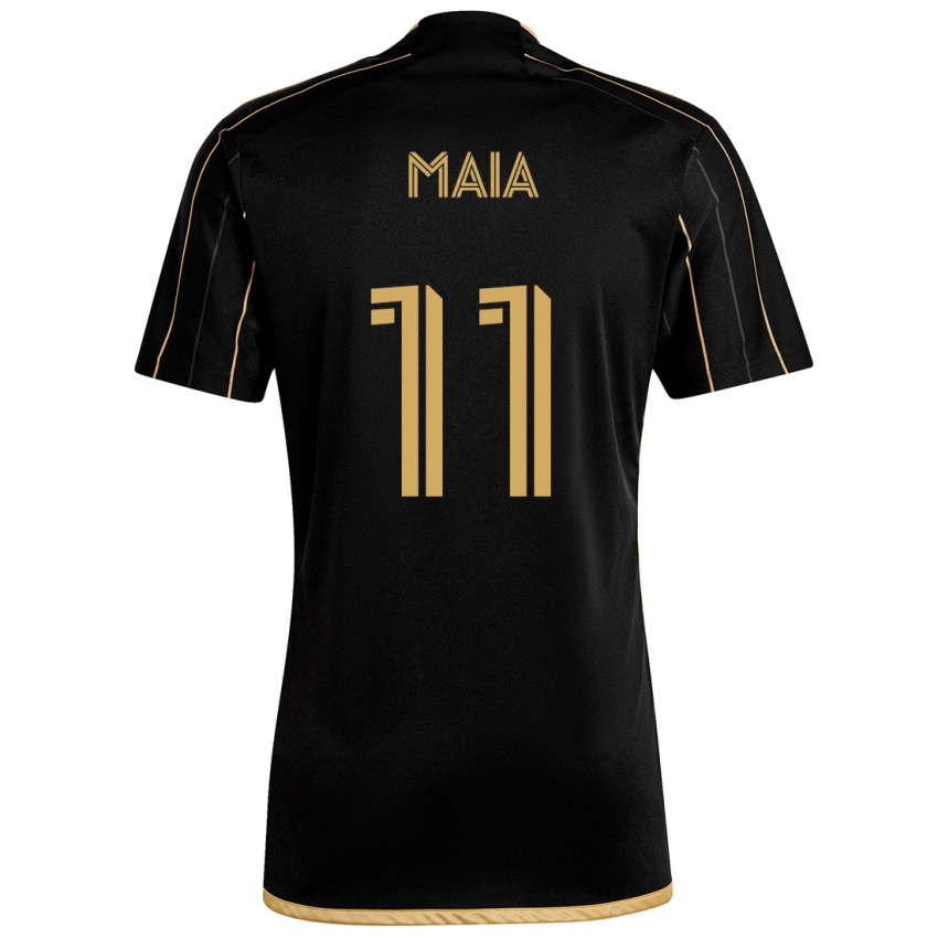 Børn Matheus Maia #11 Sort Guld Hjemmebane Spillertrøjer 2024/25 Trøje T-Shirt