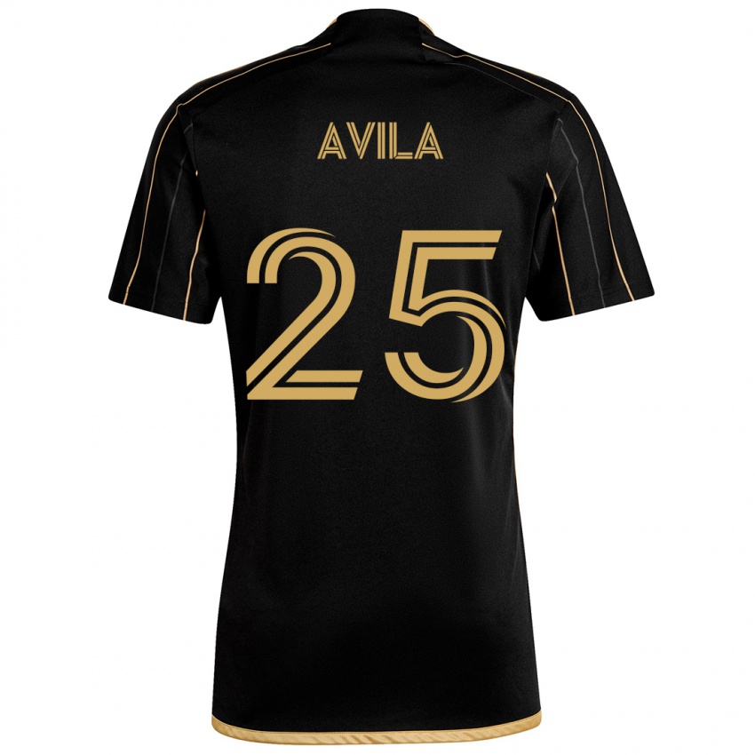 Børn Armando Avila #25 Sort Guld Hjemmebane Spillertrøjer 2024/25 Trøje T-Shirt