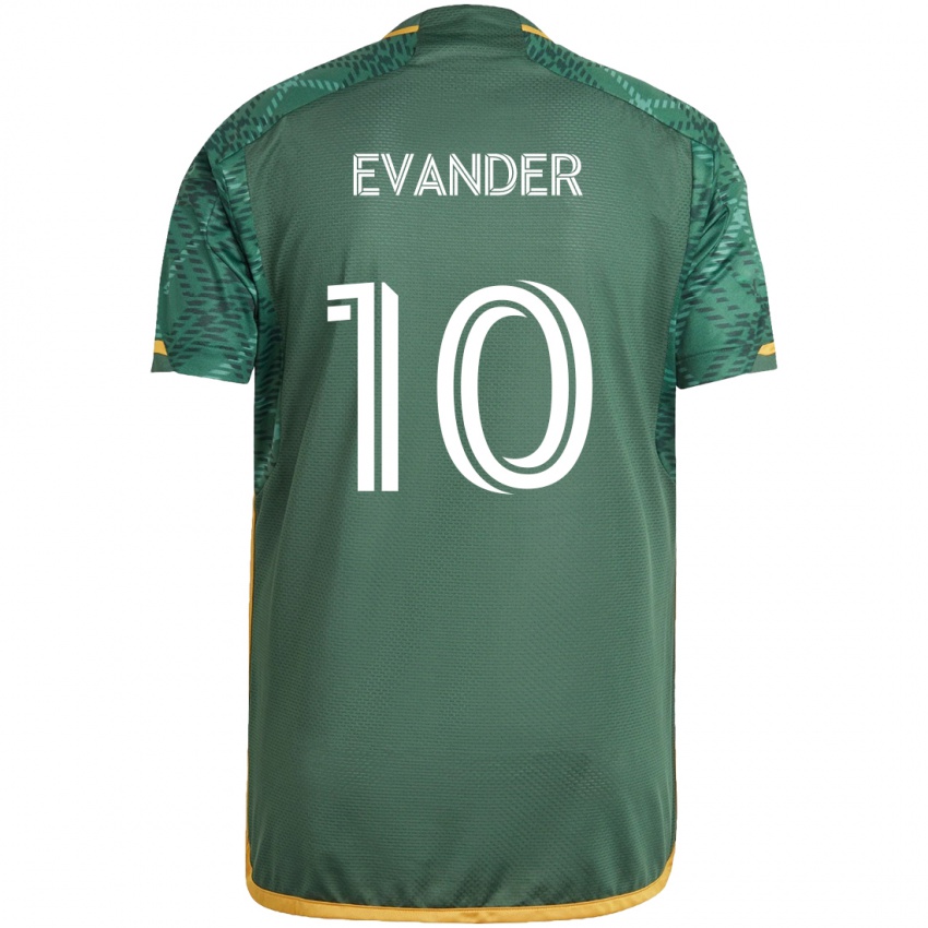 Børn Evander #10 Grøn Orange Hjemmebane Spillertrøjer 2024/25 Trøje T-Shirt