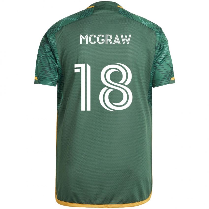 Børn Zac Mcgraw #18 Grøn Orange Hjemmebane Spillertrøjer 2024/25 Trøje T-Shirt