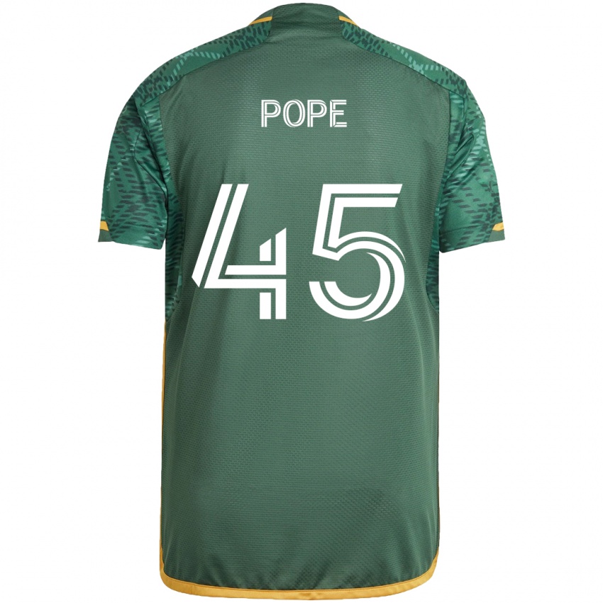 Børn Blake Pope #45 Grøn Orange Hjemmebane Spillertrøjer 2024/25 Trøje T-Shirt