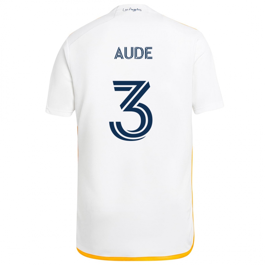 Børn Julián Aude #3 Hvid Gul Hjemmebane Spillertrøjer 2024/25 Trøje T-Shirt