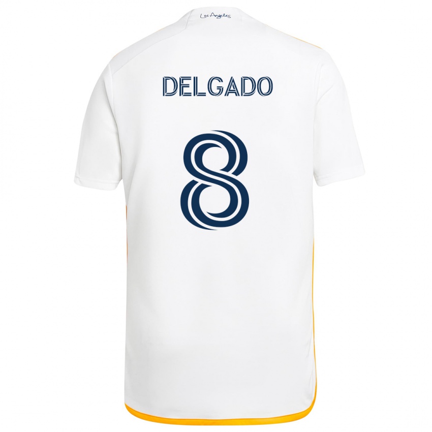 Børn Mark Delgado #8 Hvid Gul Hjemmebane Spillertrøjer 2024/25 Trøje T-Shirt