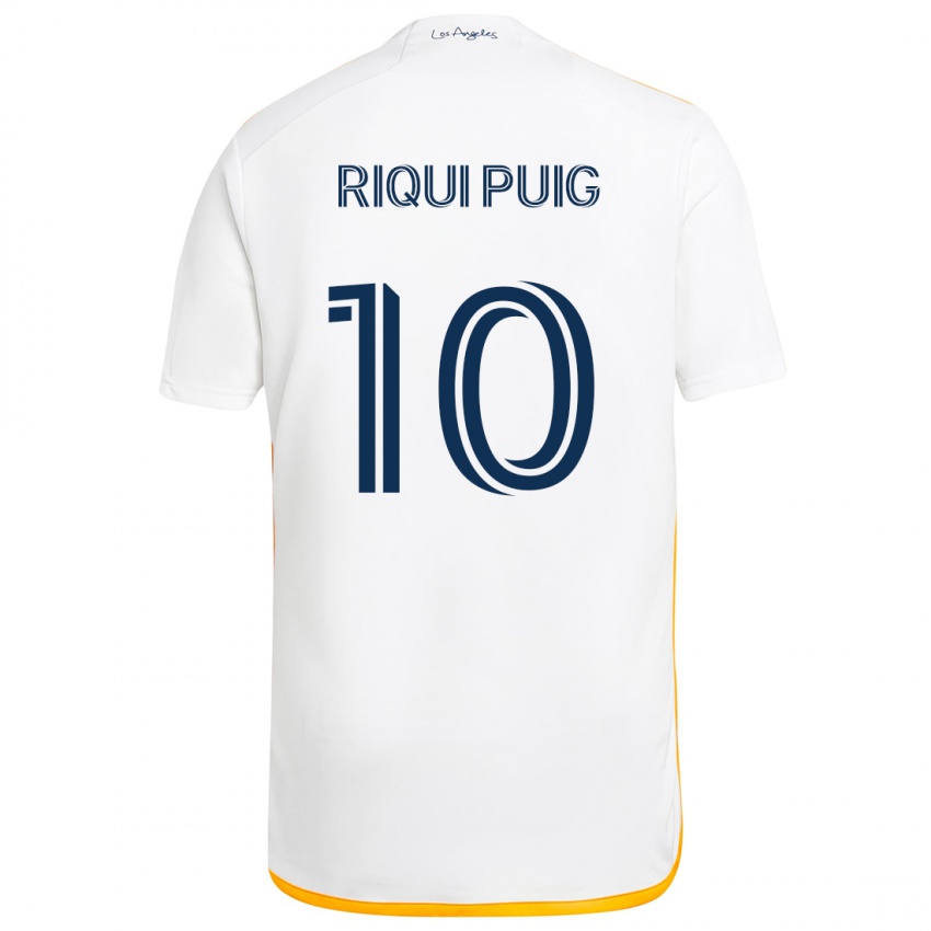 Børn Riqui Puig #10 Hvid Gul Hjemmebane Spillertrøjer 2024/25 Trøje T-Shirt