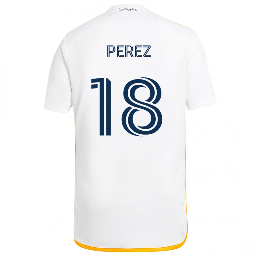 Børn Jonathan Pérez #18 Hvid Gul Hjemmebane Spillertrøjer 2024/25 Trøje T-Shirt