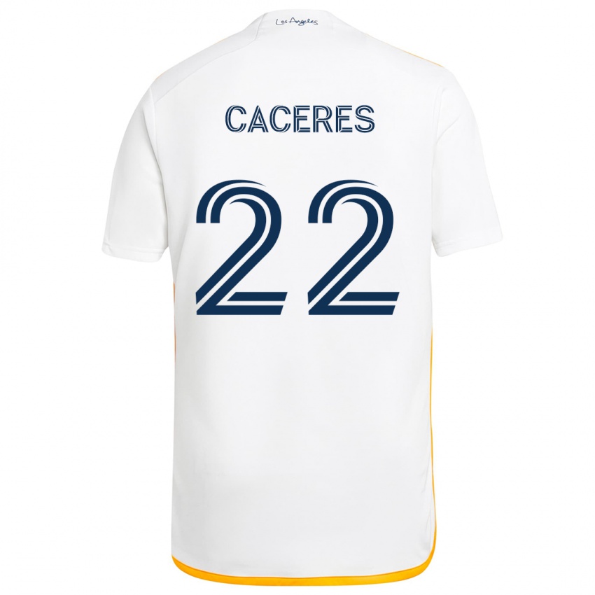 Børn Martín Cáceres #22 Hvid Gul Hjemmebane Spillertrøjer 2024/25 Trøje T-Shirt