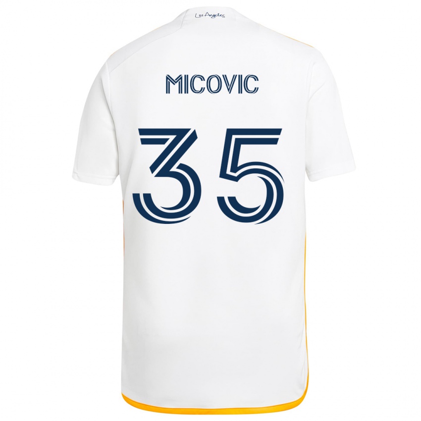 Børn Novak Micovic #35 Hvid Gul Hjemmebane Spillertrøjer 2024/25 Trøje T-Shirt