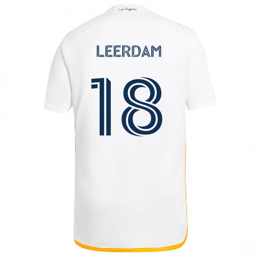 Børn Kelvin Leerdam #18 Hvid Gul Hjemmebane Spillertrøjer 2024/25 Trøje T-Shirt