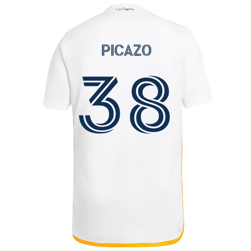 Børn Axel Picazo #38 Hvid Gul Hjemmebane Spillertrøjer 2024/25 Trøje T-Shirt