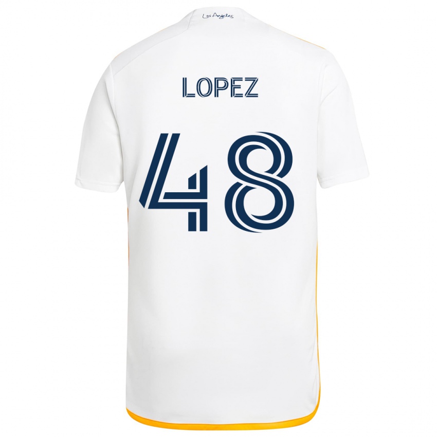 Børn Diego López #48 Hvid Gul Hjemmebane Spillertrøjer 2024/25 Trøje T-Shirt