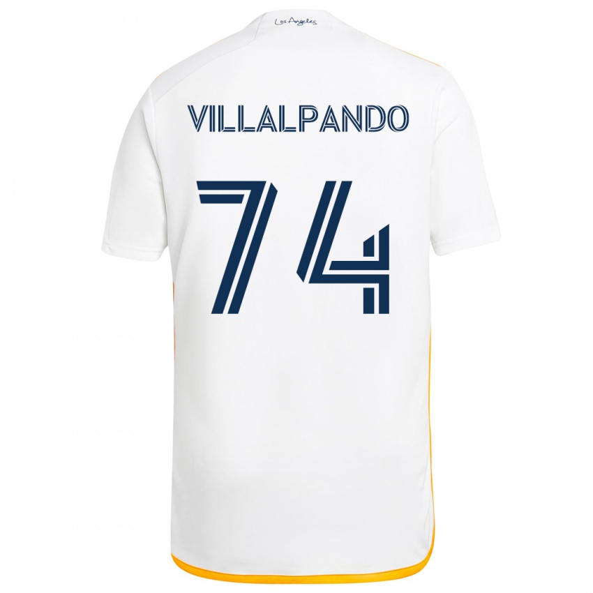 Børn Sergio Villalpando #74 Hvid Gul Hjemmebane Spillertrøjer 2024/25 Trøje T-Shirt