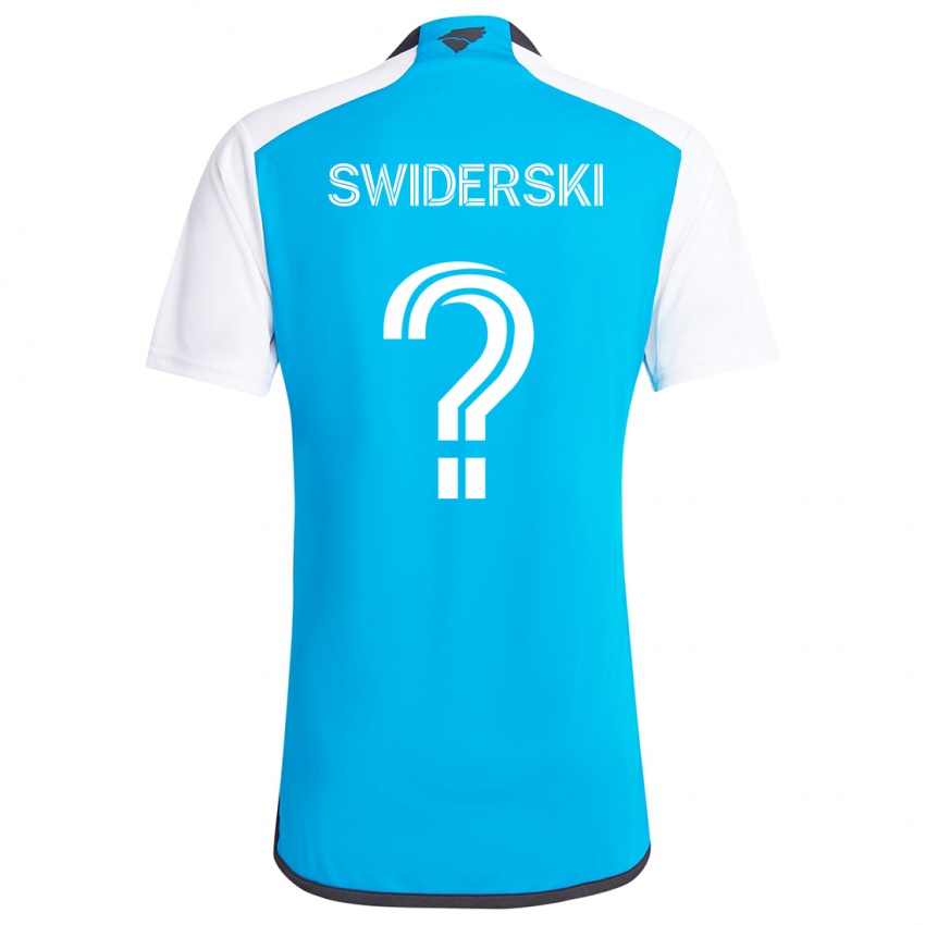 Børn Karol Swiderski #0 Blå Hvid Hjemmebane Spillertrøjer 2024/25 Trøje T-Shirt