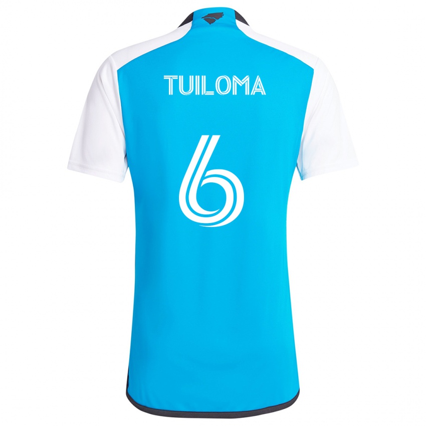 Børn Bill Tuiloma #6 Blå Hvid Hjemmebane Spillertrøjer 2024/25 Trøje T-Shirt