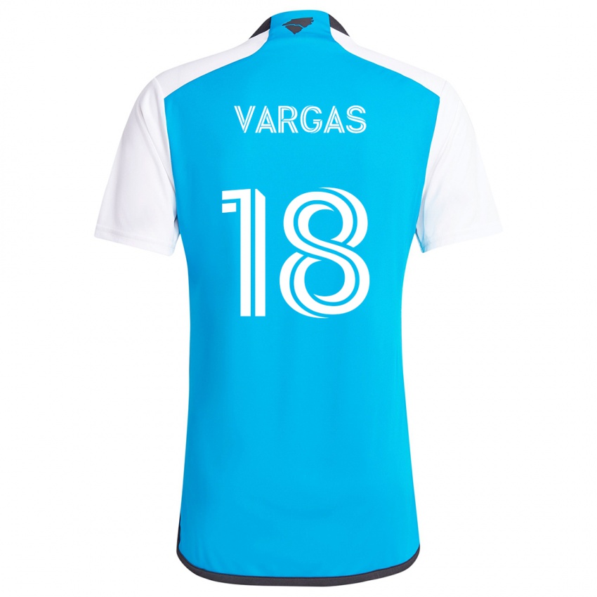 Børn Kerwin Vargas #18 Blå Hvid Hjemmebane Spillertrøjer 2024/25 Trøje T-Shirt