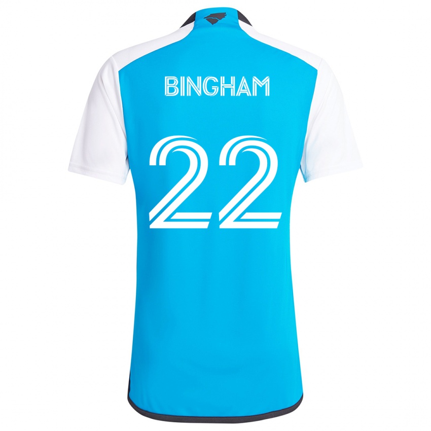 Børn David Bingham #22 Blå Hvid Hjemmebane Spillertrøjer 2024/25 Trøje T-Shirt