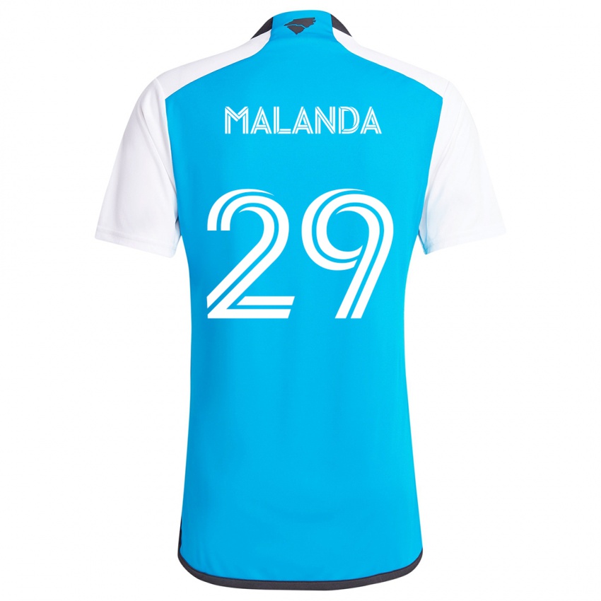 Børn Adilson Malanda #29 Blå Hvid Hjemmebane Spillertrøjer 2024/25 Trøje T-Shirt