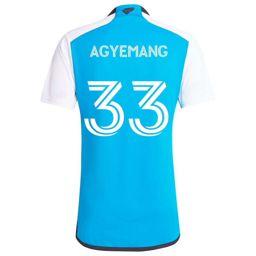 Børn Patrick Agyemang #33 Blå Hvid Hjemmebane Spillertrøjer 2024/25 Trøje T-Shirt