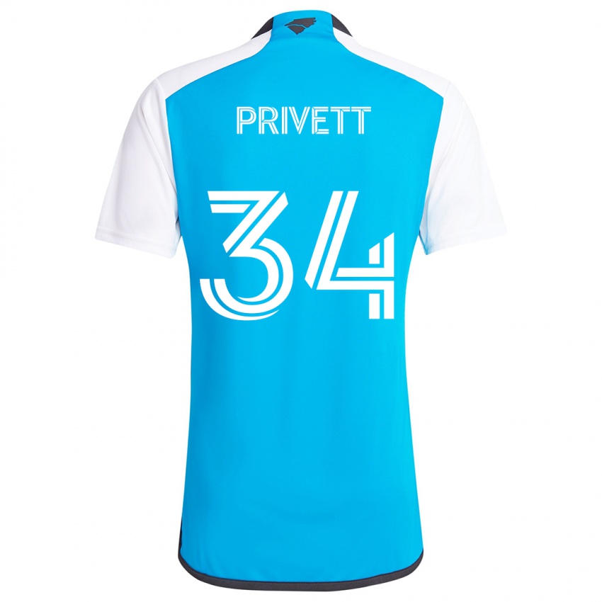 Børn Andrew Privett #34 Blå Hvid Hjemmebane Spillertrøjer 2024/25 Trøje T-Shirt