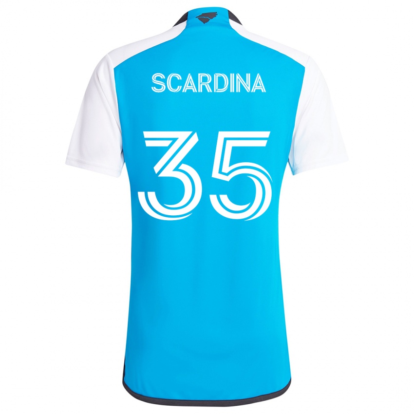 Børn Nick Scardina #35 Blå Hvid Hjemmebane Spillertrøjer 2024/25 Trøje T-Shirt