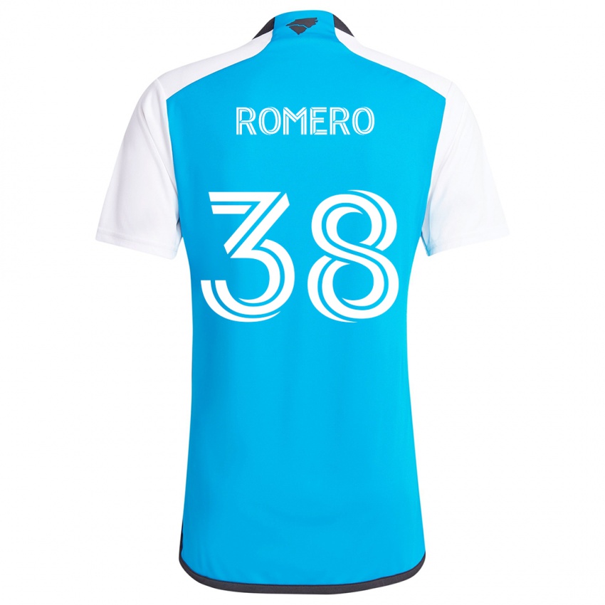 Børn Brian Romero #38 Blå Hvid Hjemmebane Spillertrøjer 2024/25 Trøje T-Shirt