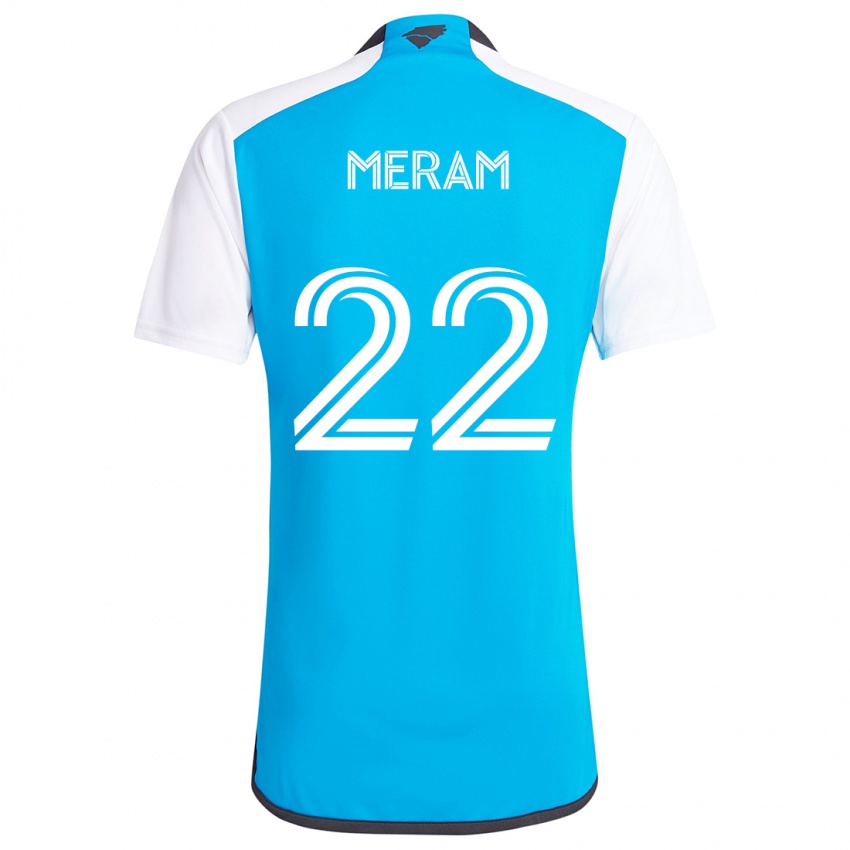 Børn Justin Meram #22 Blå Hvid Hjemmebane Spillertrøjer 2024/25 Trøje T-Shirt