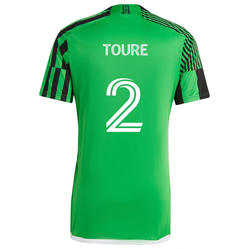 Børn Cheick Touré #2 Grøn Sort Hjemmebane Spillertrøjer 2024/25 Trøje T-Shirt