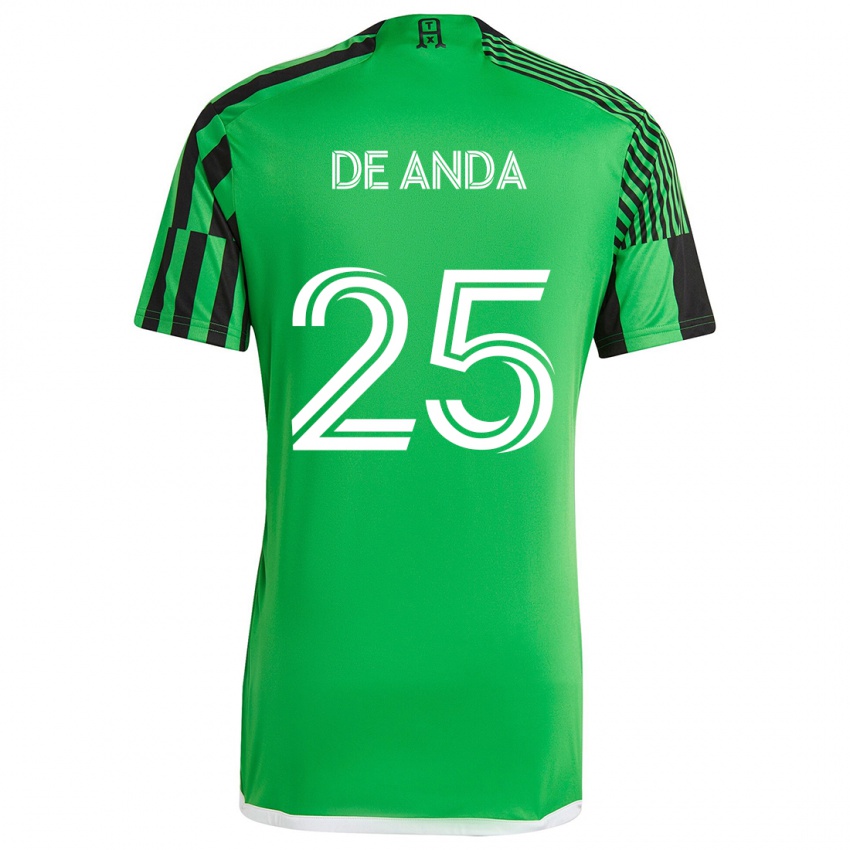 Børn Anthony De Anda #25 Grøn Sort Hjemmebane Spillertrøjer 2024/25 Trøje T-Shirt