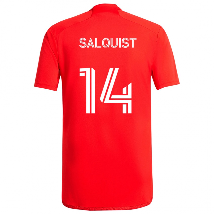 Børn Tobias Salquist #14 Rød Hvid Hjemmebane Spillertrøjer 2024/25 Trøje T-Shirt