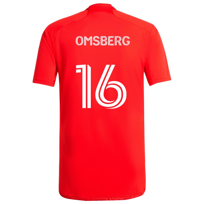 Børn Wyatt Omsberg #16 Rød Hvid Hjemmebane Spillertrøjer 2024/25 Trøje T-Shirt