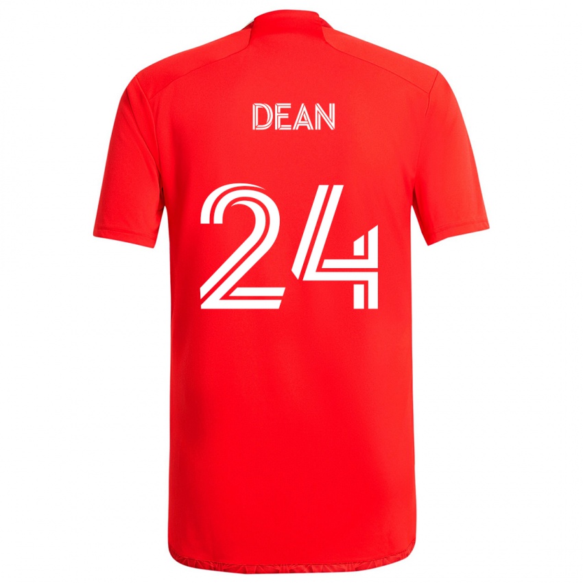 Børn Jonathan Dean #24 Rød Hvid Hjemmebane Spillertrøjer 2024/25 Trøje T-Shirt