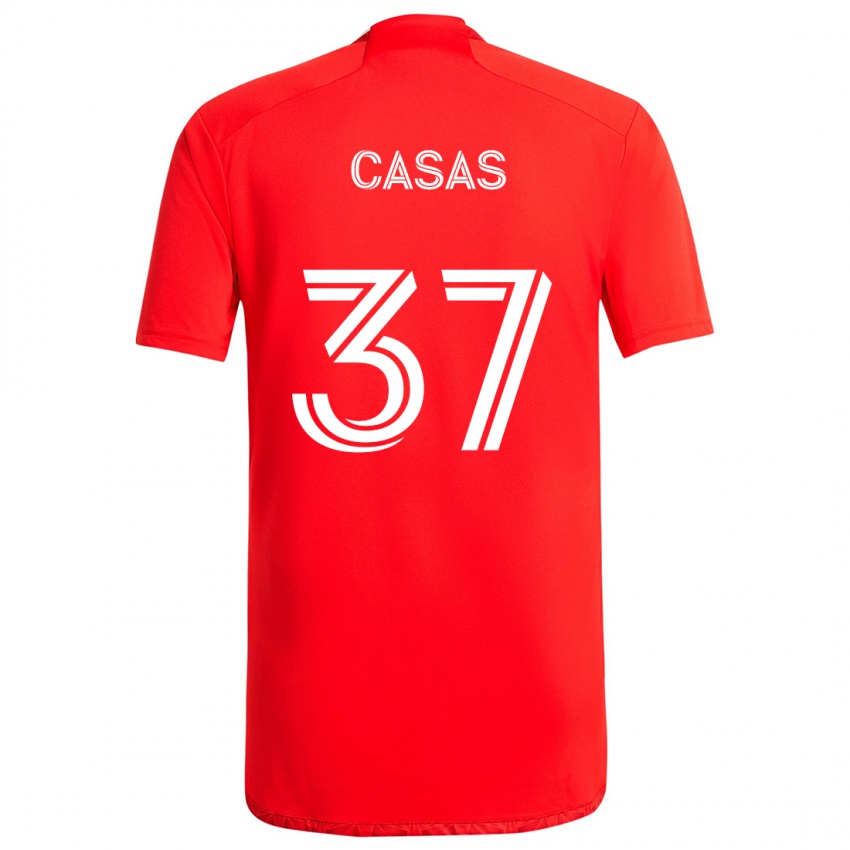 Børn Javier Casas #37 Rød Hvid Hjemmebane Spillertrøjer 2024/25 Trøje T-Shirt