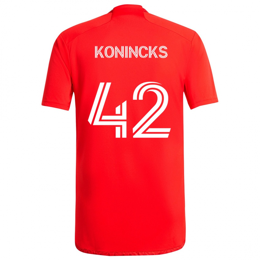 Børn Diego Konincks #42 Rød Hvid Hjemmebane Spillertrøjer 2024/25 Trøje T-Shirt