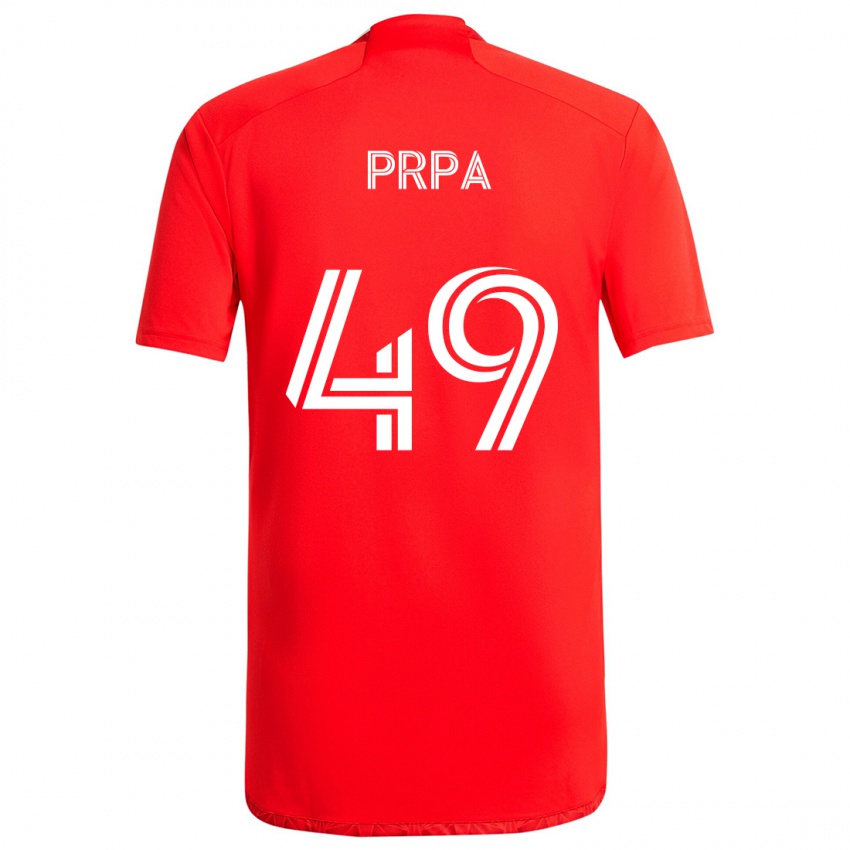 Børn Luka Prpa #49 Rød Hvid Hjemmebane Spillertrøjer 2024/25 Trøje T-Shirt