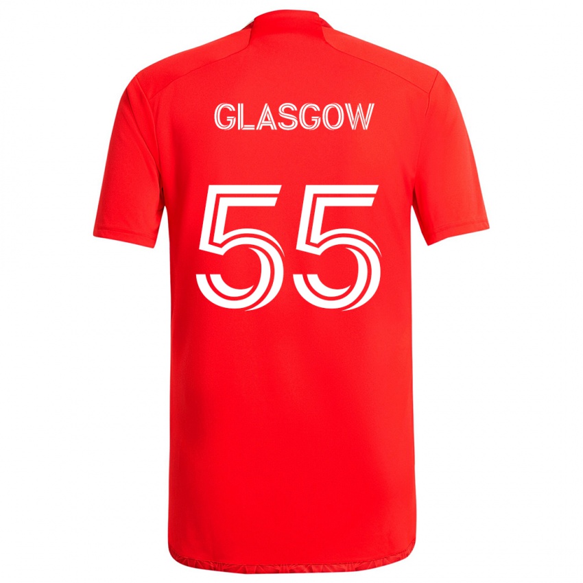 Børn Omari Glasgow #55 Rød Hvid Hjemmebane Spillertrøjer 2024/25 Trøje T-Shirt