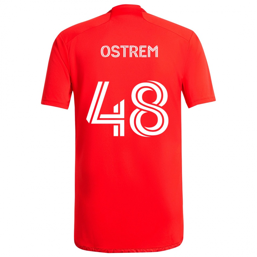 Børn Charlie Ostrem #48 Rød Hvid Hjemmebane Spillertrøjer 2024/25 Trøje T-Shirt