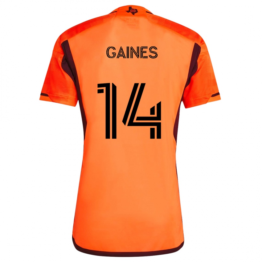 Børn Mckinze Gaines #14 Orange Sort Hjemmebane Spillertrøjer 2024/25 Trøje T-Shirt