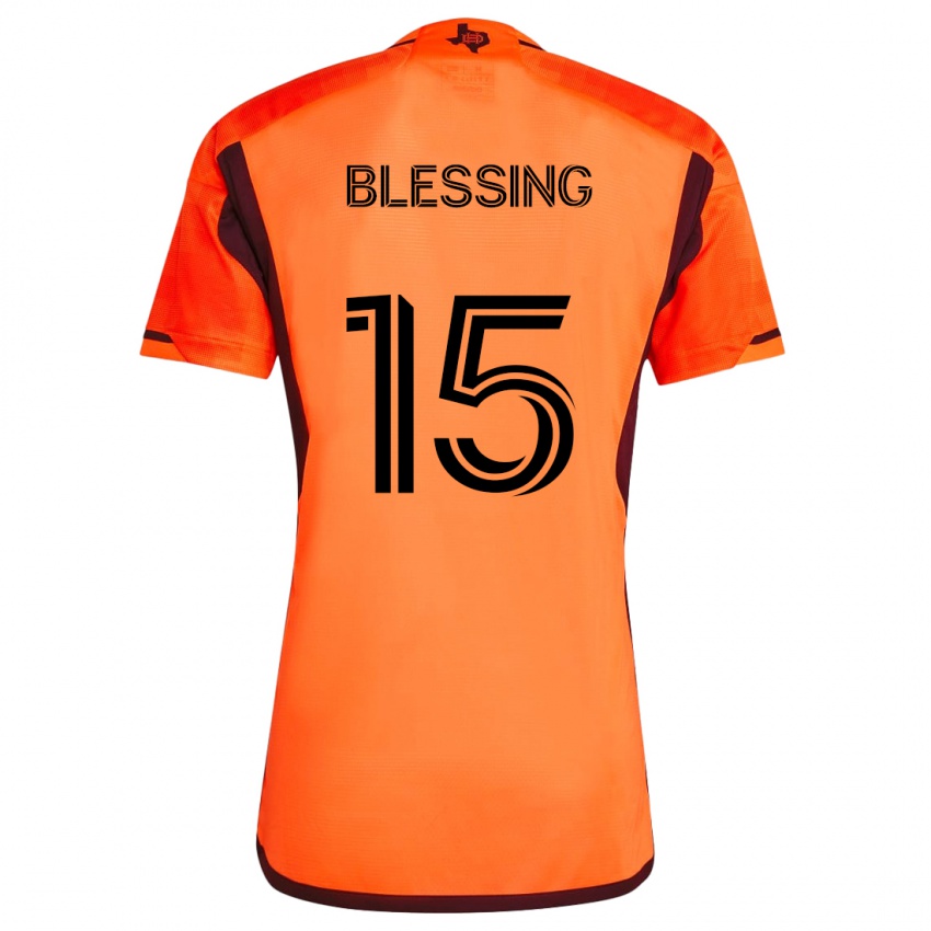 Børn Latif Blessing #15 Orange Sort Hjemmebane Spillertrøjer 2024/25 Trøje T-Shirt