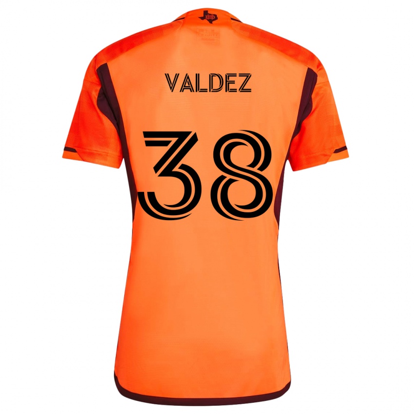 Børn Xavier Valdez #38 Orange Sort Hjemmebane Spillertrøjer 2024/25 Trøje T-Shirt