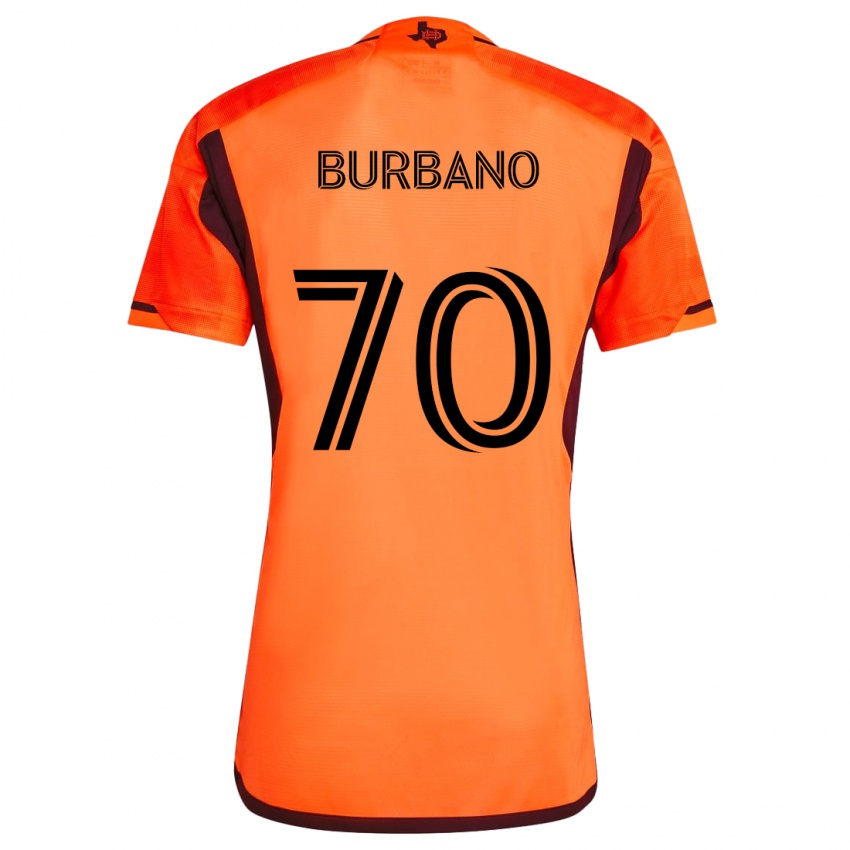 Børn Jordy Burbano #70 Orange Sort Hjemmebane Spillertrøjer 2024/25 Trøje T-Shirt