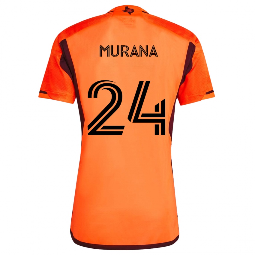 Børn Mujeeb Murana #24 Orange Sort Hjemmebane Spillertrøjer 2024/25 Trøje T-Shirt