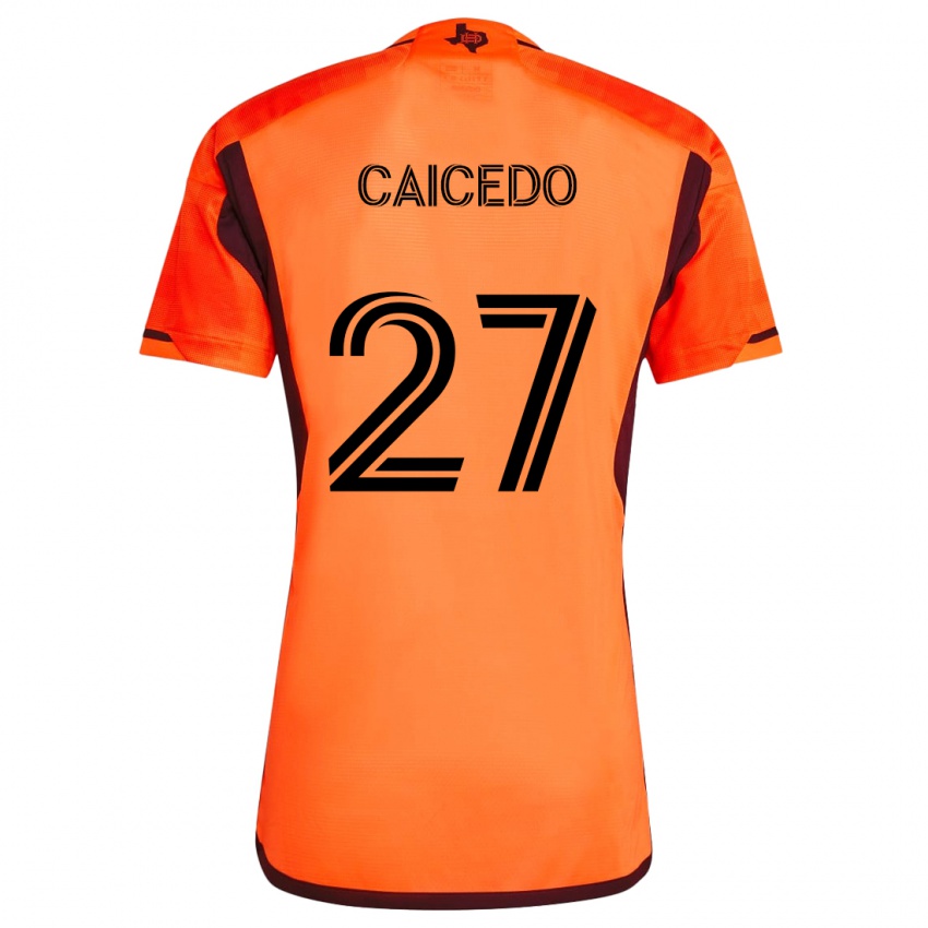 Børn Luis Caicedo #27 Orange Sort Hjemmebane Spillertrøjer 2024/25 Trøje T-Shirt