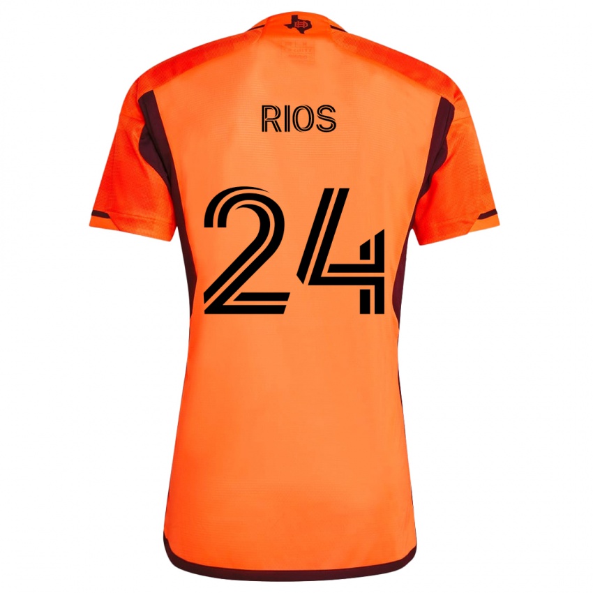 Børn Paolo Ríos #24 Orange Sort Hjemmebane Spillertrøjer 2024/25 Trøje T-Shirt