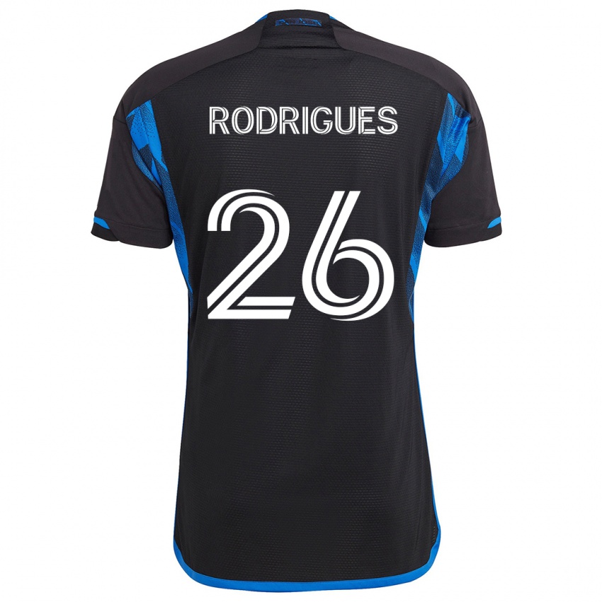 Børn Rodrigues #26 Blå Sort Hjemmebane Spillertrøjer 2024/25 Trøje T-Shirt